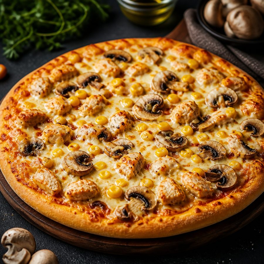 پیتزا مرغ و قارچ